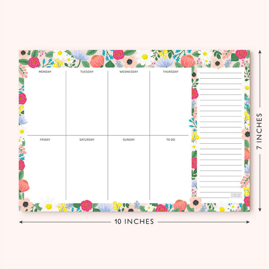 Sweetzer & Orange Floral Weekly Planner 2026, Undated Sheets To Do List Notepad, 7x10” Day Desk Note Pad Easy to Tear, School and Home Checklist Productivity Organizer, Work and Daily Planner