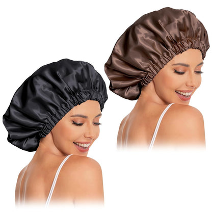 Satin Bonnet Silk Bonnet Hair Bonnet for Sleeping-Slouchy Beanie Hat Satin Sleep Cap for Women's Natural & Curly Hair(Blue Zircon)