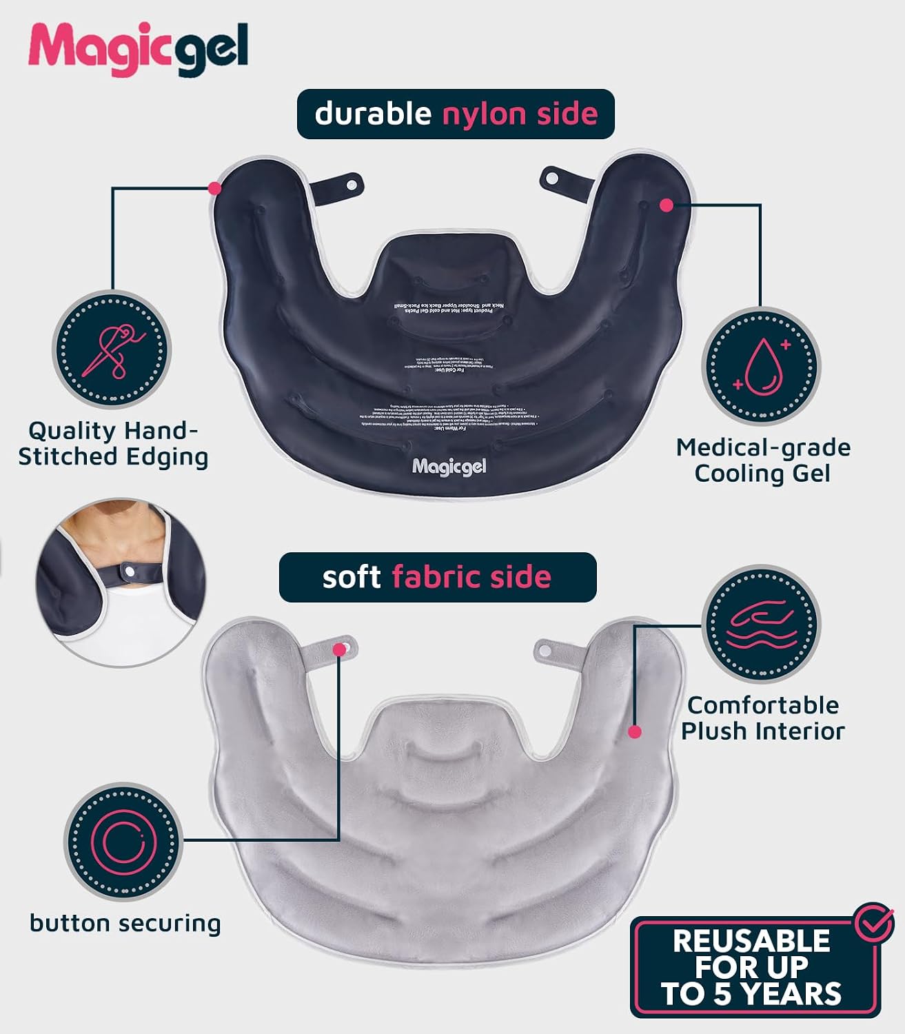 Magic Gel Ice Pack for Neck and Shoulders, Reusable Cervical Ice Pack Wrap for Neck Pain Relief, Flexible Gel Cold Pack for Shoulder Surgery Recovery, Rotator Cuff Injuries, Physical Therapy - Large