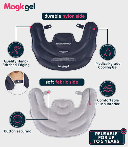 Magic Gel Ice Pack for Neck and Shoulders, Reusable Cervical Ice Pack Wrap for Neck Pain Relief, Flexible Gel Cold Pack for Shoulder Surgery Recovery, Rotator Cuff Injuries, Physical Therapy - Large
