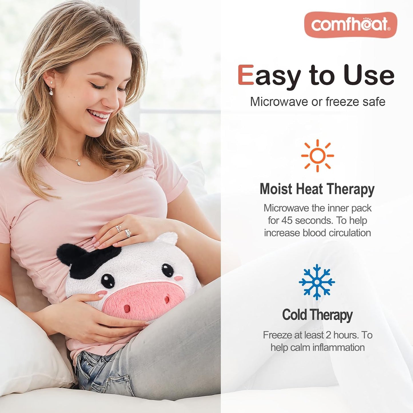 Microwave Unscented Heating Pad for Pain Relief, Moist Heat Pack Hot Compress for Period Cramps, Shoulder, Muscles, Cute Cloud Plush Heating Pad, Gift for Girl Women, with Washable Cover