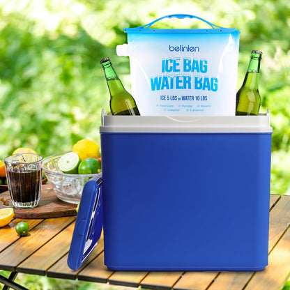 6 Pack Reusable Ice Bags for Cooler 5lb Cooler Ice Cube Bag with Sealed Sliding Handle