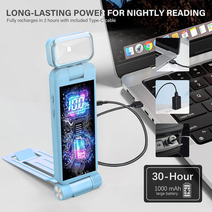 KTEBO 2 Pack Rechargeable Book Light Clip-On Reading Light for Books in Bed | 9 eye-friendly modes from 3 color temperatures and 3 brightness, USB-C up to 30 hrs - Black & Black