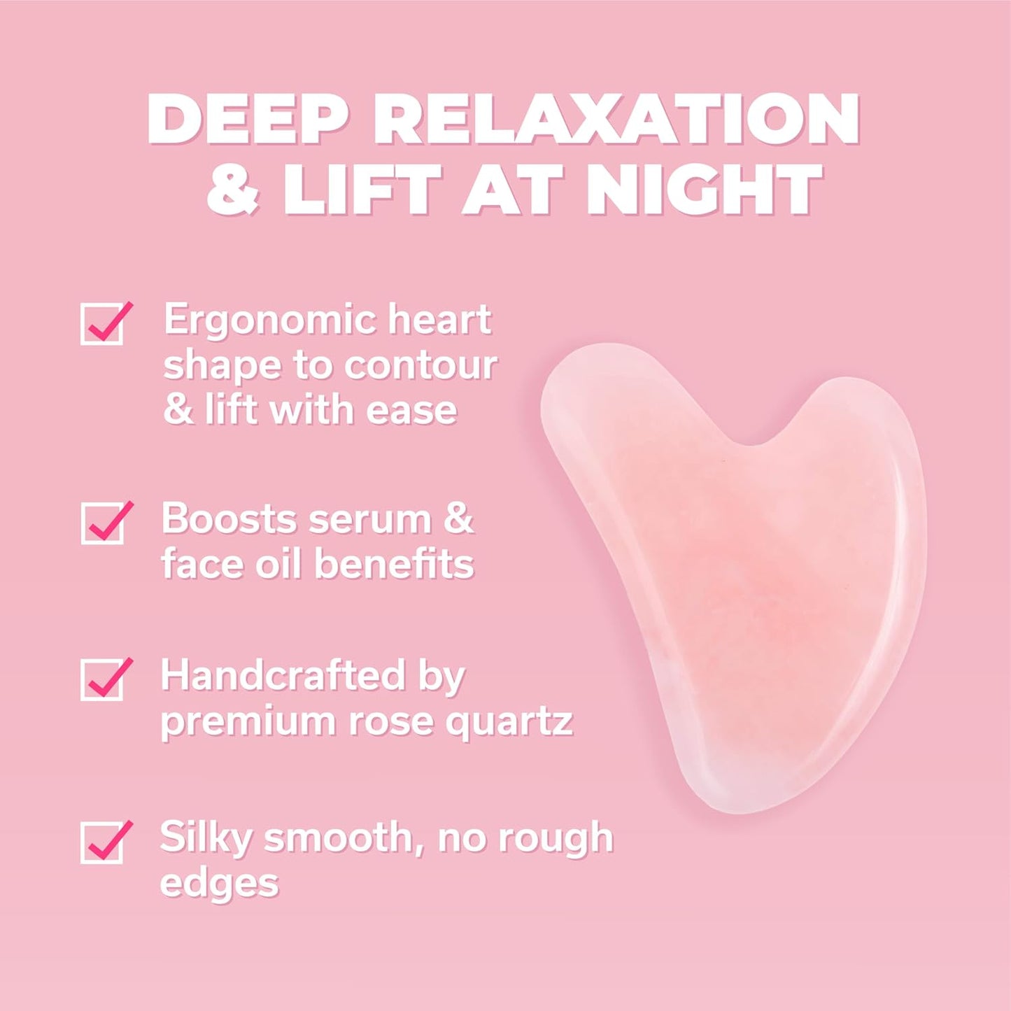 Kate Eve Rose Quartz Face Roller and Gua Sha Set, 100% Natural Brazilian Rose Quartz Facial Massage Tools, Luxury Skincare Gift Box