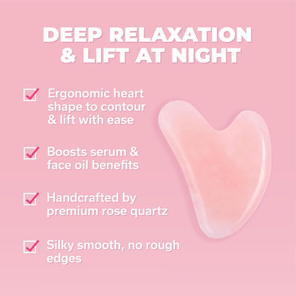 Kate Eve Rose Quartz Face Roller and Gua Sha Set, 100% Natural Brazilian Rose Quartz Facial Massage Tools, Luxury Skincare Gift Box