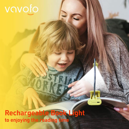 VAVOFO Clip On Book Light for Bed Kids, 7 LED Reading Light with 9-Level Warm Cool White Daylight, Eye Care Lamp with Power Indicator for Bookworms (Blue)