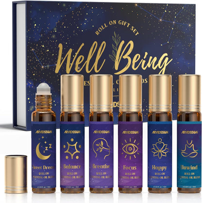 ARVIDSSON Floral Essential Oils Set, Natural Flower Essential Oil Gift for Women - Rose, Gardenia, Cherry Blossom, Honeysuckle, Lilac, Blue Lotus, Scented Oil for Diffuser, Valentines Day Gift for Her