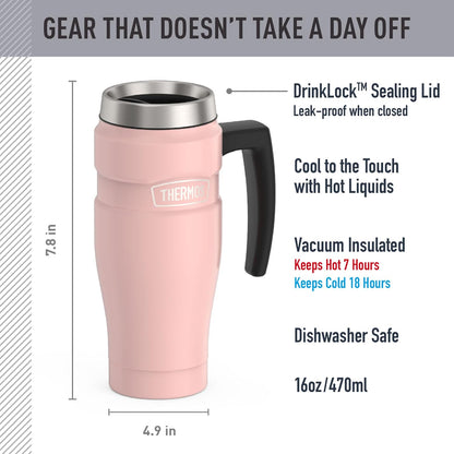 THERMOS Stainless King Vacuum-Insulated Travel Tumbler, 16 Ounce, Matte Steel