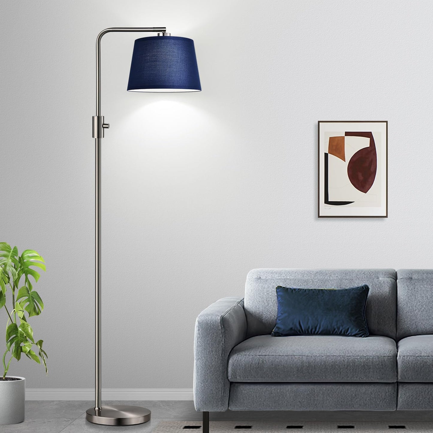 【Upgraded】 Dimmable Floor Lamp, 1000 Lumens LED Edison Bulb Included, Arc Floor Lamps for Living Room Modern Standing Lamp with Linen Shade, Tall Lamp for Bedroom Office Dining Room- Black
