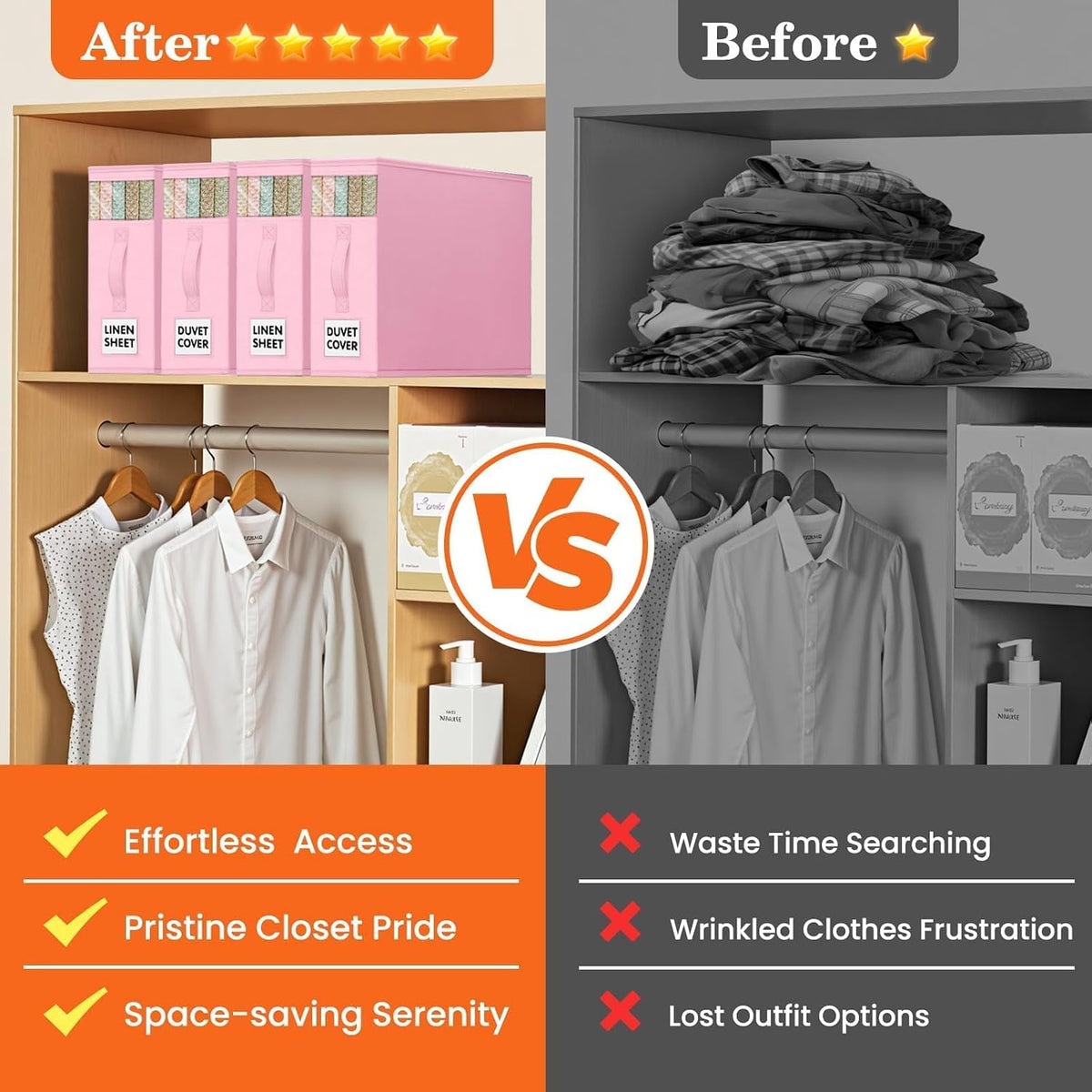 WOWBOX Bed Sheet Organizers and Storage,Closet Organizer Under Bed Storage