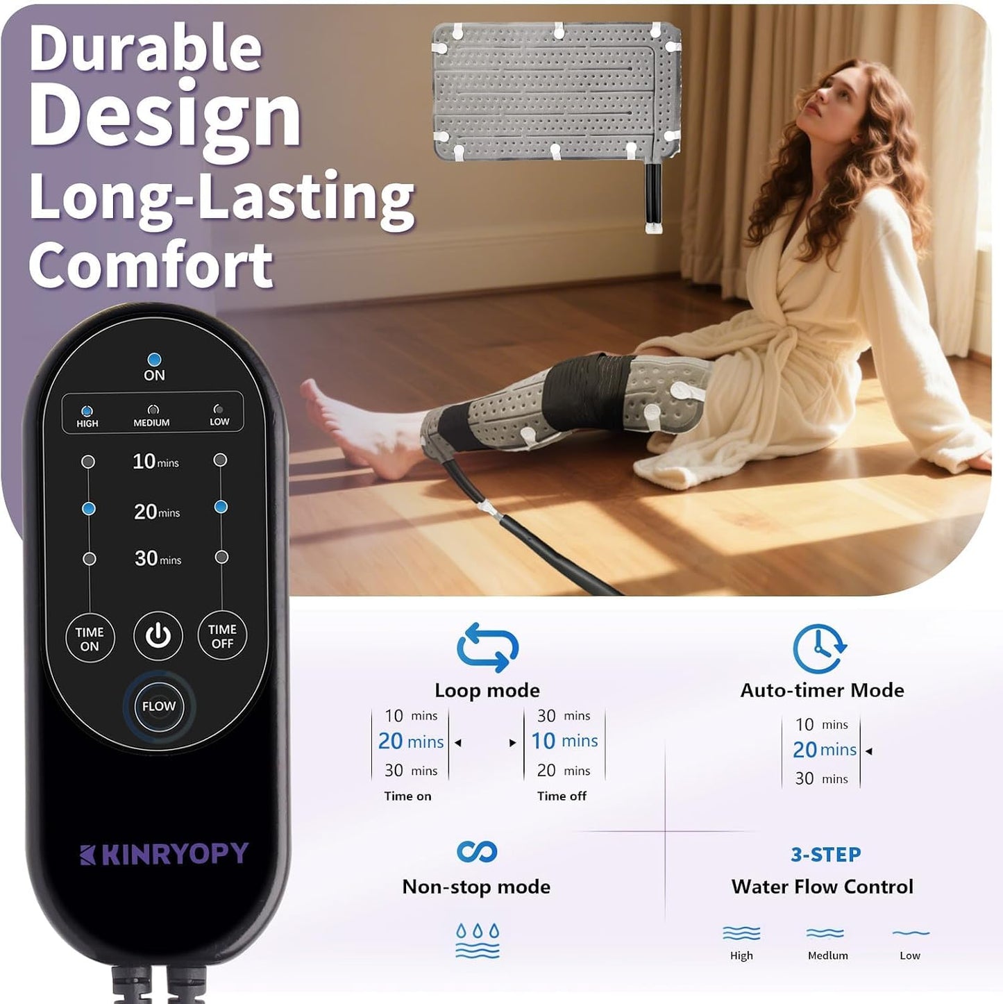 Cold Therapy Machine for Shoulder with Programmable Timer, Portable Ice Machine for Shoulder After Surgery, Lightweight Replacement Recovery System, Cryotherapy Pain Relief w/Compression Pad