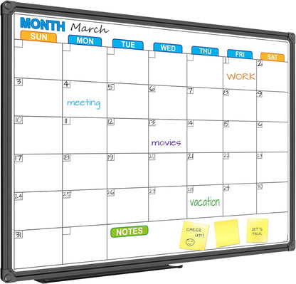 JILoffice Magnetic Dry Erase Calendar Whiteboard, 4 Month White Board Planner 36 X 24 Inch, Black Aluminum Frame Wall Mounted Board for Office Home and School
