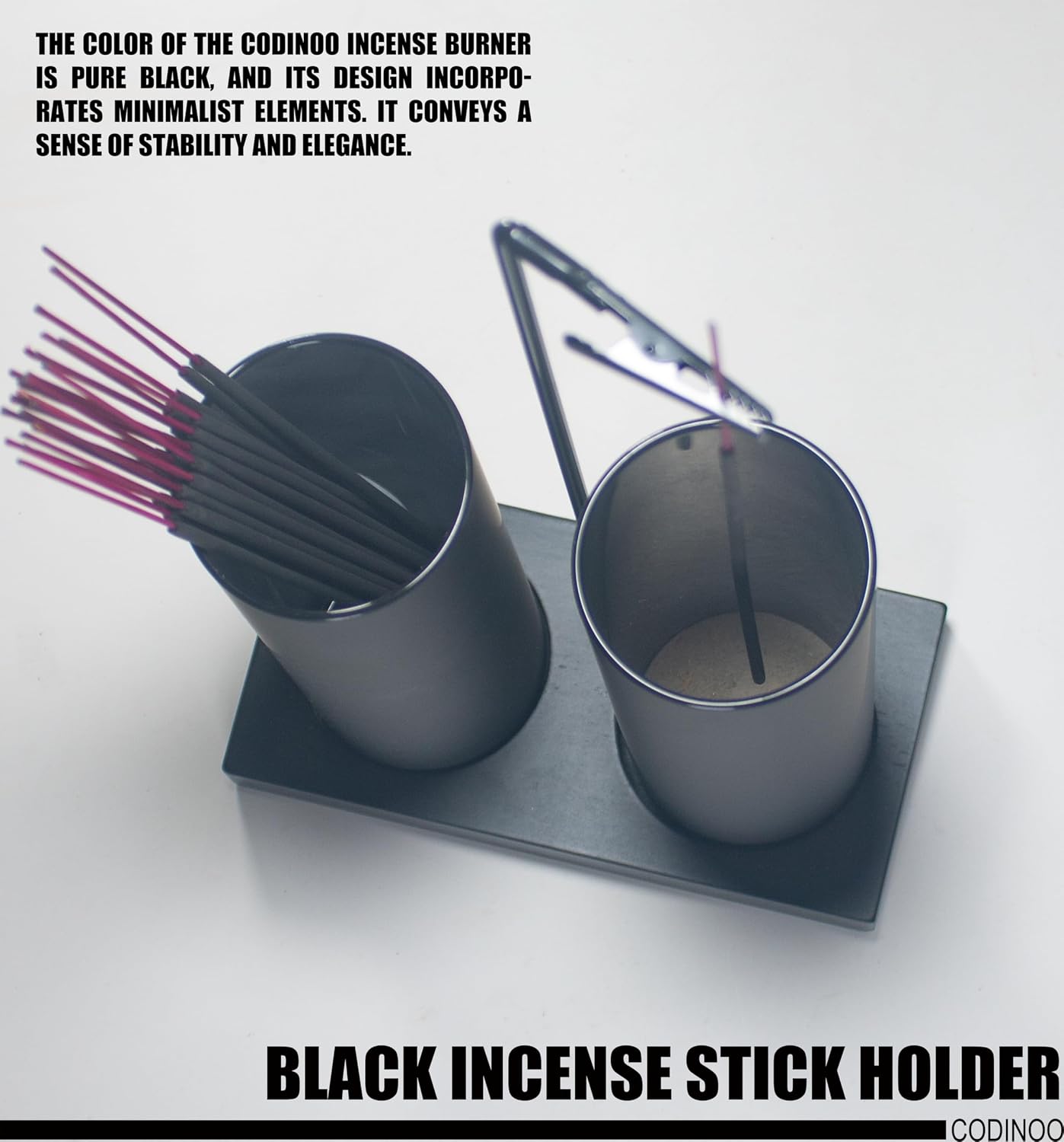 2 in 1 Incense Burner Holder for Sticks,Glass Incense Holder with Storage,Upside Down Incense Holder for Sticks with Glass Ash Catcher for Meditation Yoga Spa Room Home Decor[Full Black]