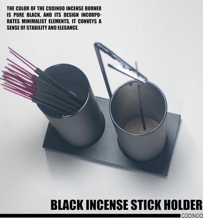 2 in 1 Incense Burner Holder for Sticks,Glass Incense Holder with Storage,Upside Down Incense Holder for Sticks with Glass Ash Catcher for Meditation Yoga Spa Room Home Decor[Full Black]
