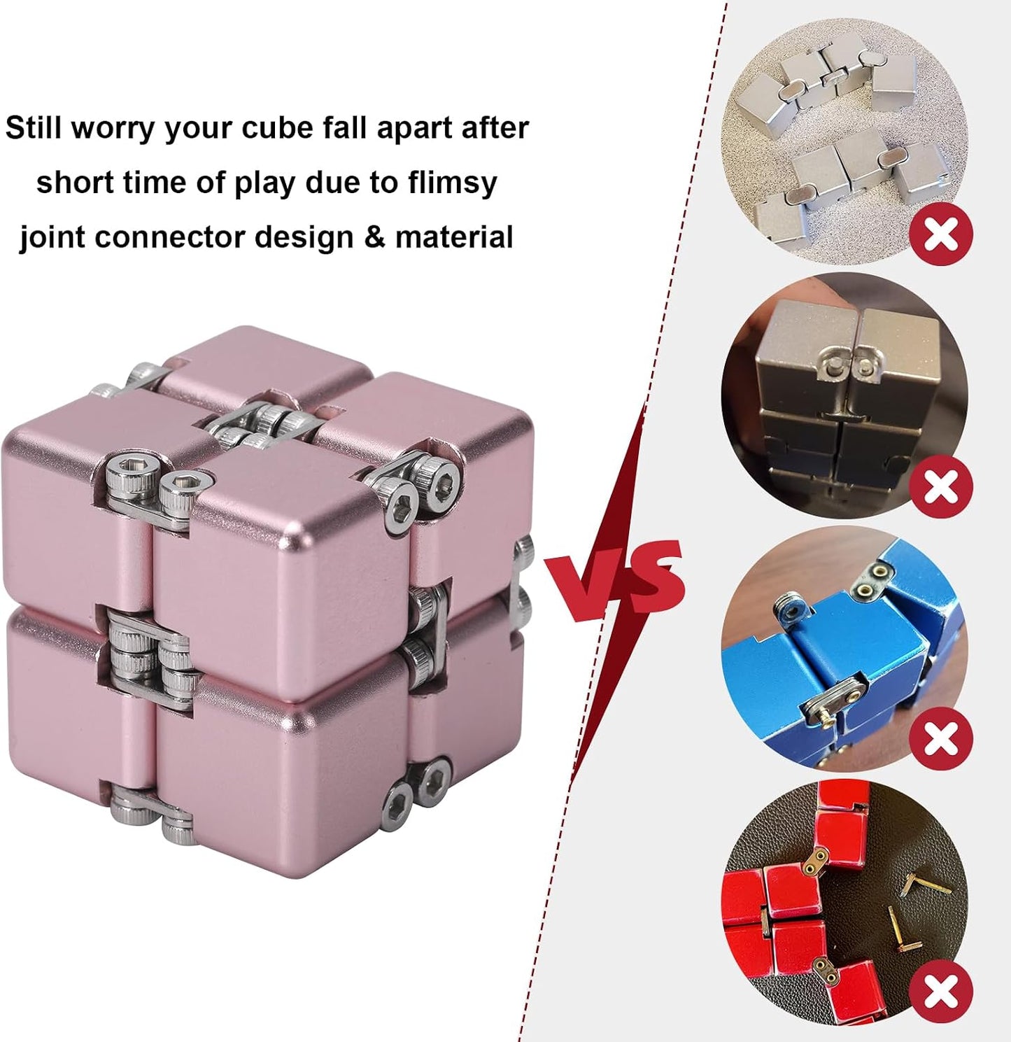 Lifidea Aluminum Alloy Metal Infinity Cube Fidget Cube (6 Colors) Handheld Fidget Toy Desk Toy with Cool Case Infinity Magic Cube Relieve Stress Anxiety ADHD OCD for Kids and Adults (Blue)