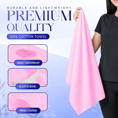 Lili&James 100% Cotton Hair Towel Wrap for Women & Kids – 420 GSM Quick Dry Hair Turban with Double Button Loop, Anti Frizz Non Microfiber Hair Drying Towel for Curly, Long & Thick Hair (Lilac)