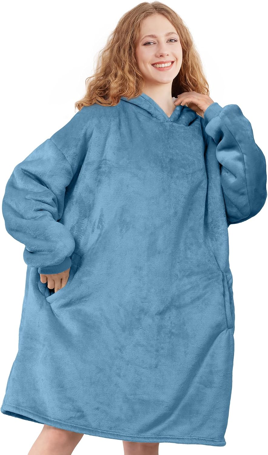 AmyHomie Wearable Blanket Hoodie for Adults & Teens,Oversized Sherpa Hooded Blanket,Warm Cozy Blanket Sweatshirt as Christmas Birthday Gifts for Women Men
