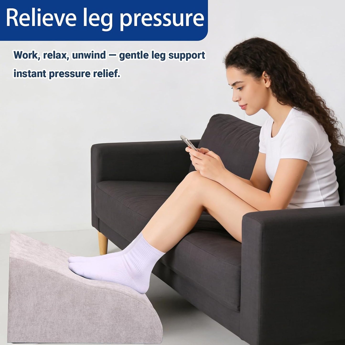 Foot Rest for Under Desk at Work, Ergonomic Under Desk Footrest with Washable Cover for Office, Home & Gaming Leg Elevation Pillow Black