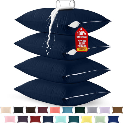 Utopia Bedding Premium 100% Waterproof Pillow Protectors with Zipper Standard Size (Set of 4), Bed Bug and Dust Mite Proof Zippered Pillow Covers, Pillow Encasement Cases, Gray