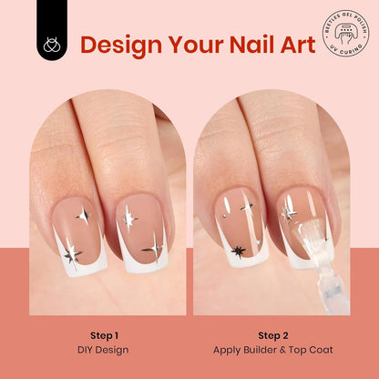 Beetles Press On Nail Kit-Short Square French Tip Press On Nails, 150Pcs Pink French Nail Tips with Nail Glue & Remover Builder Top Coat Nail Lamp, All-in-One DIY Fake Nails Gift for Women