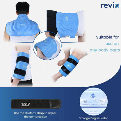 REVIX 20‘’ XXXL Knee Ice Pack Wrap Around Entire Knee, Extra Large Ice Pack for Knee Meniscus Tear and Arthritis, Cold Compress Therapy, Reusable Ice Wraps for Back, Shoulder, Post-Workout Recovery