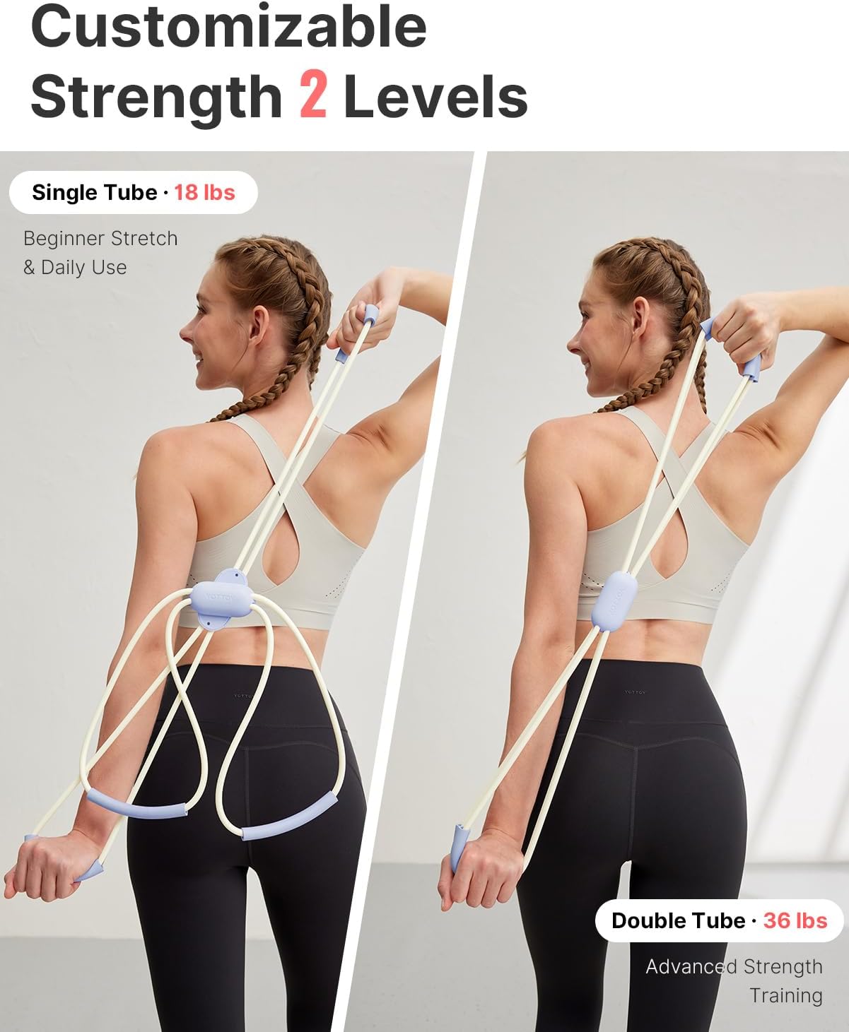YOTTOY Cross Resistance Band for Full Body Workout,Elastic Exercise Bands for Legs,Arms,Glutes,Stretch Bands for Exercise,Yoga Straps for Stretching, Booty Bands for Home Gym