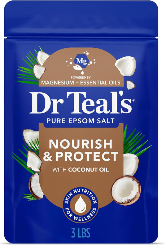 Dr Teal's Epsom Salt Magnesium Soak, Nourish & Protect with Coconut Oil, 3 lbs