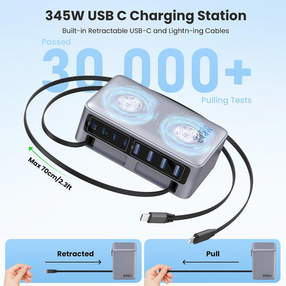 USB C Charger 200W USB C Charger Block,Upgraded GaN III 8-Port Fast Charging Station Hub,PD 65W Laptop Charging Adapter Compatible with MacBook Pro/Air,DELL,Steam Deck,iPhone 16/15/14,Galaxy S23/22