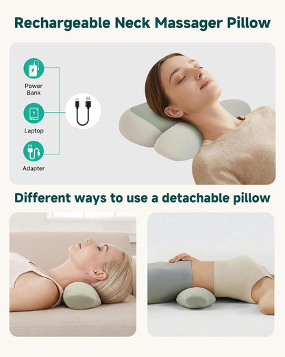 Snailax Cordless Neck Massager Pillow with Heat, Air Compression Stretcher