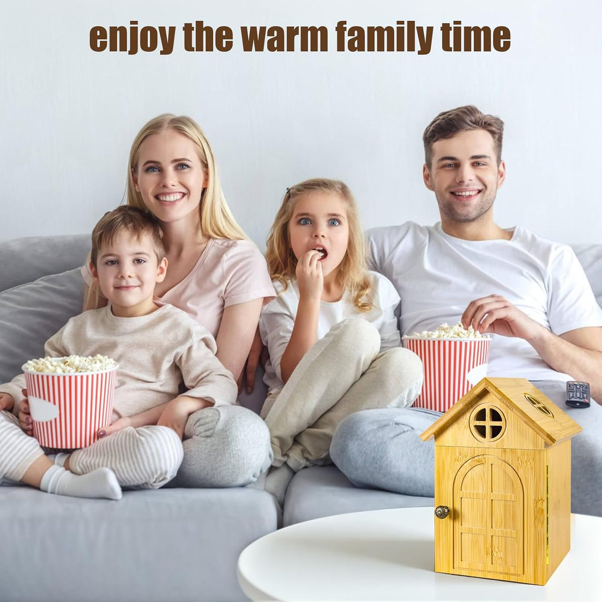 Cell Phone Box for Family Time — Premium Bamboo Phone Storage Box with Charging Ports, Holds Up to 6 Phones Self-Discipline Phone Holder Helps Children and Adults Regain Focus Decorative