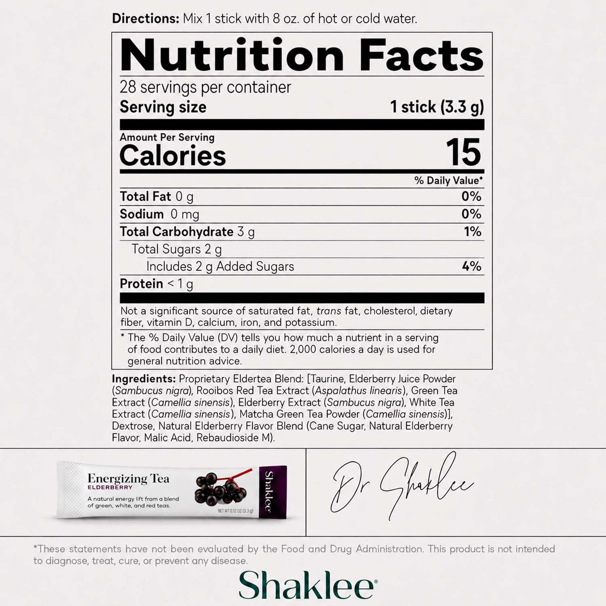 Shaklee - Shaklee 180® Energizing Tea Elderberry - 28 Sticks