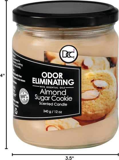Vanilla Bean Odor Eliminating Highly Fragranced Candle - Eliminates 95% of Pet, Smoke, Food, and Other Smells Quickly - Up to 80 Hour Burn time - 12 Ounce Premium Soy Blend - Colors A