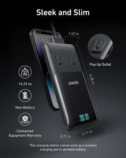 Anker Prime Charging Station, 140W 6-in-1 Travel Power Strip, 2 USB C