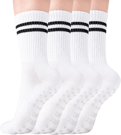 COOLMATE Pilates Socks with Grips for Women, Yoga Socks, Crew Non Slip Women for Barre, Pilates Gifts for Women - Colors B