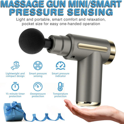 cotsoco Massage Gun Deep Tissue for Pain Relief with 4 Massage Heads & 6 Speeds, Electric Mini Handheld Body Massager for Any Pain Relief, Best Gifts for Men and Mom