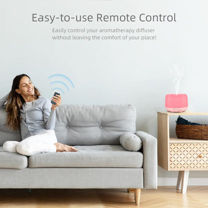 300ML Essential Oil Diffuser, Remote Control Ultrasonic Aromatherapy Oil Diffusers Cool Mist Humidifier, Waterless Auto-Off and 7 LED Light Colors for Bedroom, Yoga, SPA, Baby