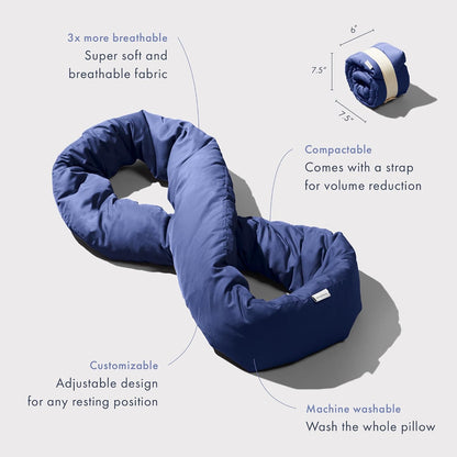 Huzi Infinity Pillow - Home Travel Soft Neck Scarf Support Sleep (Grey)