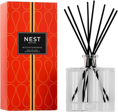 NEST New York Reed Diffuser, Bamboo - 5.9 fl oz - Fragrance for Up to 90 Days - Reusable, Refillable Glass Holder - Includes 8 All-Natural Reed Sticks - Flame Free