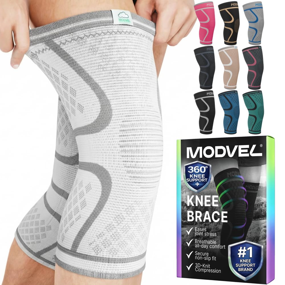 Modvel Compression Knee Brace for Women & Men, 2-Pack Knee Brace for Running Knee Pain, Knee Support Compression Sleeve, Workout Sports Knee Braces for Meniscus Tear, ACL & Arthritis Pain Relief
