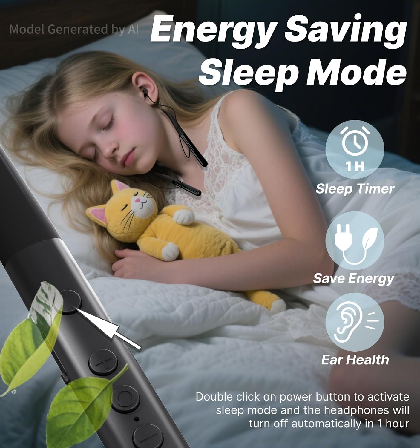Hmusic HS88 Sleep Earbuds for Side Sleepers – Ultra-Thin Silicone Neckband Headphones, 30dB Noise Isolation, 12H Battery Life with Sleep Timer, Secure Fit for Yoga, Travel, Audiobooks & Meditation