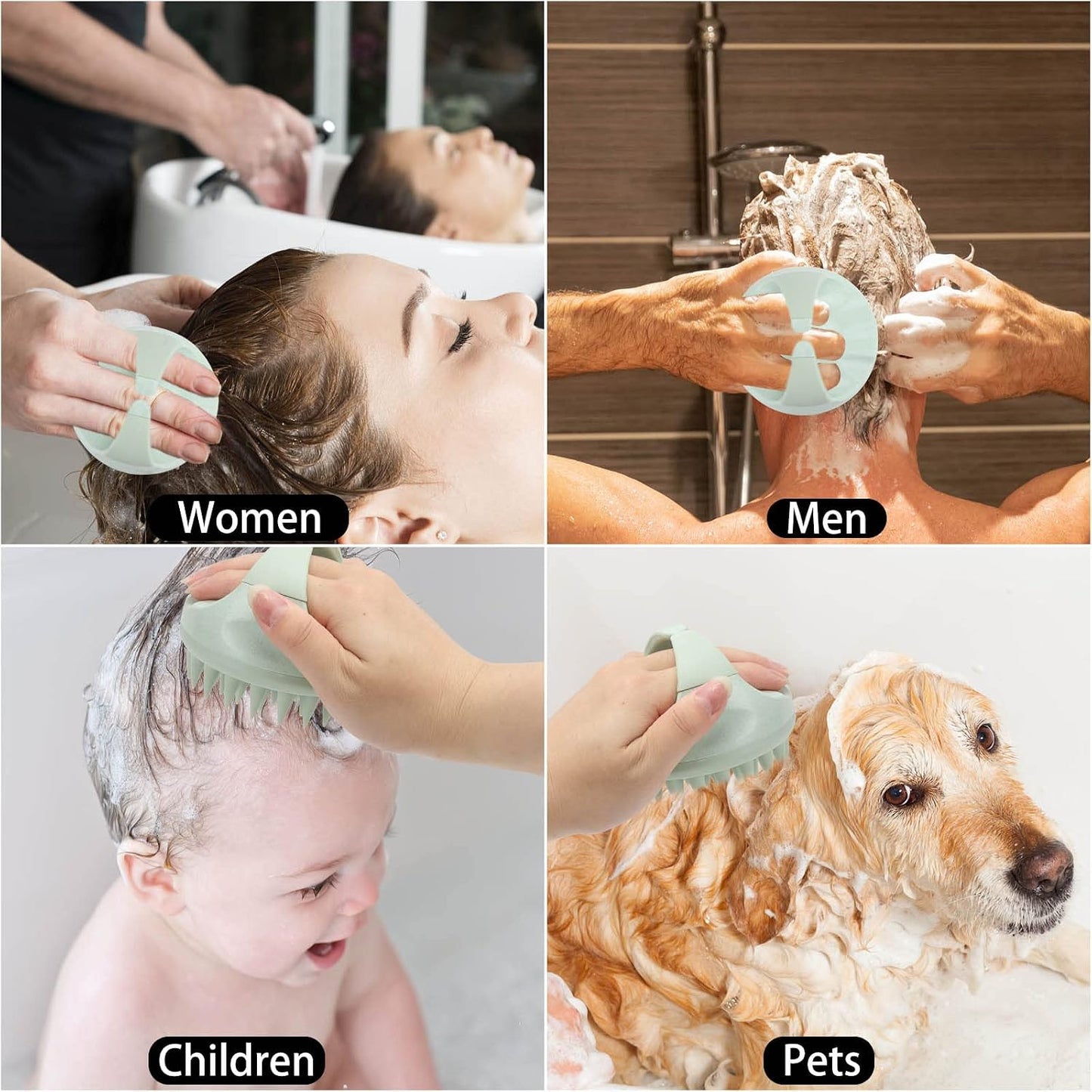 Hair Scalp Massager Shampoo Brush Hair Scrubber Washing Brush Silicone Scalp Exfoliator for Dandruff Removal- Beige