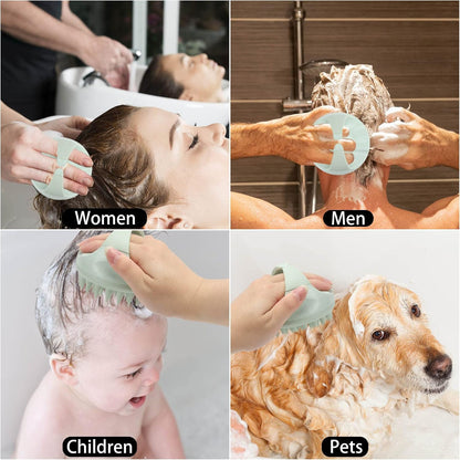 Hair Scalp Massager Shampoo Brush Hair Scrubber Washing Brush Silicone Scalp Exfoliator for Dandruff Removal- Beige