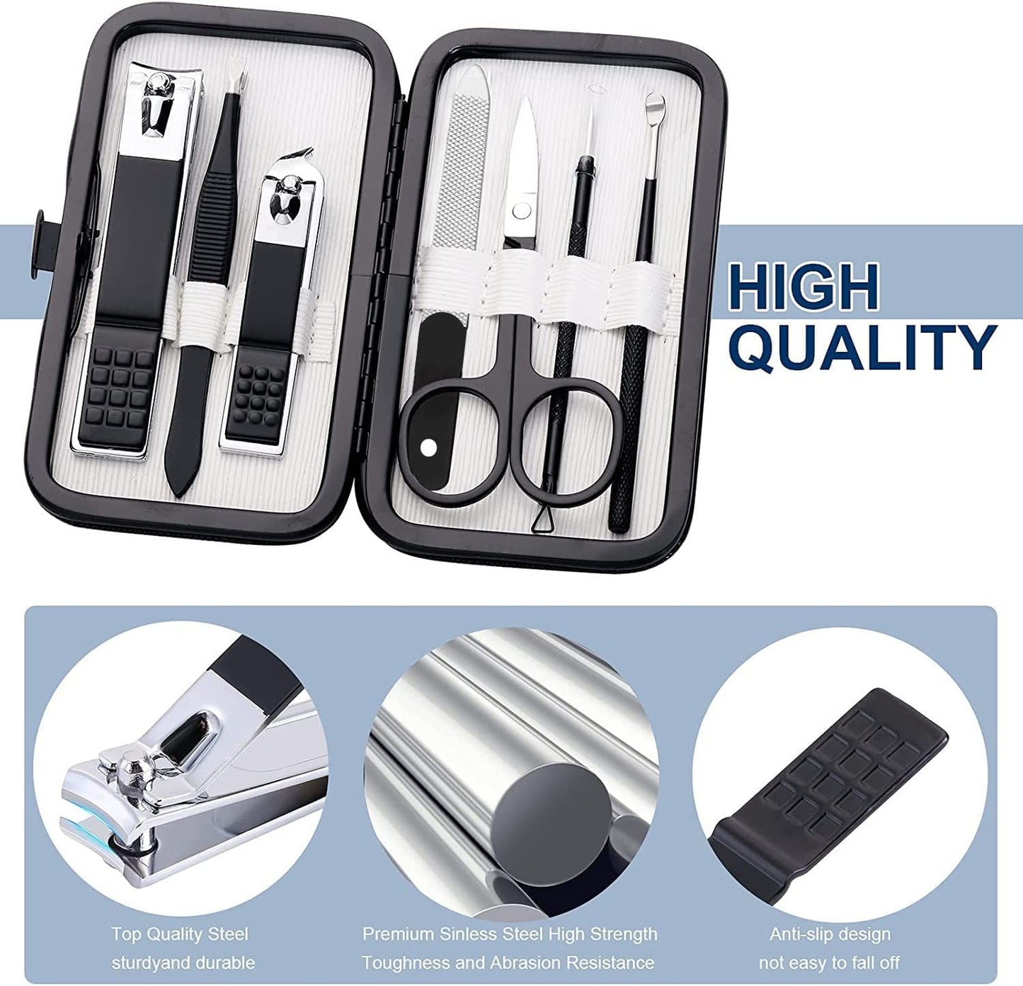 Manicure Set Men Finger and Toe Nail Clippers Set Professional Manicure Pedicure Kit with Travel Case Personal Care Tools Accessories Nail Grooming Kit Gifts for Men Women Father Mother