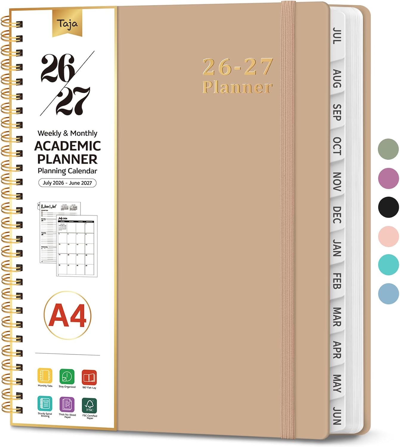Planner 2026-2027, 8.5" x 11" Weekly and Monthly Academic Year Planner Calendar, July 2026 - June 2027, Hardcover Large School Planning Agenda With Tabs, Perfect for School & Office Supplies, A4, Green