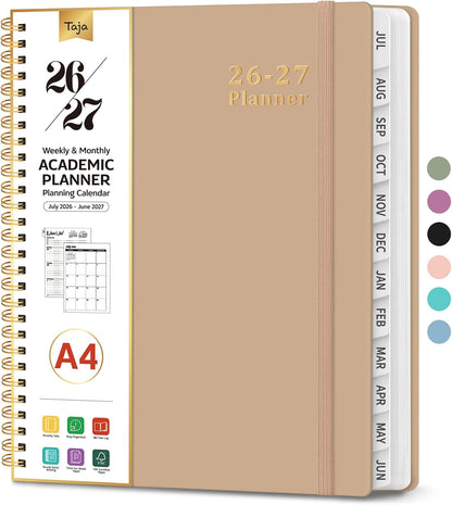 Planner 2026-2027, 8.5" x 11" Weekly and Monthly Academic Year Planner Calendar, July 2026 - June 2027, Hardcover Large School Planning Agenda With Tabs, Perfect for School & Office Supplies, A4, Green
