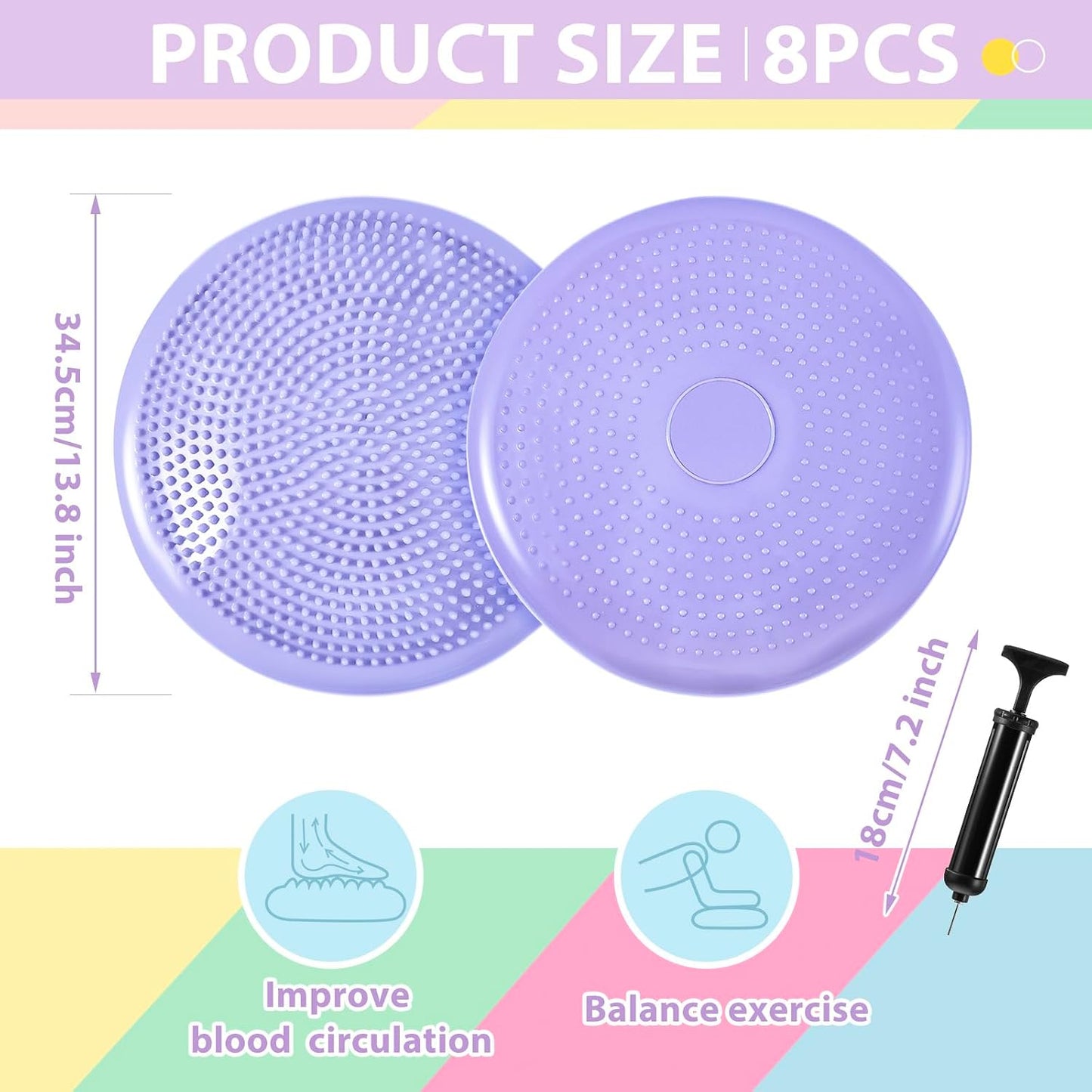 Amylove 6 Pcs Wiggle Seat Inflated Wobble Cushion for Sensory Kid 13 Inch Balance Disc Kids Flexible Seating Exercise Sensory Pad Chair Cushion for Classroom Office School (Bright)