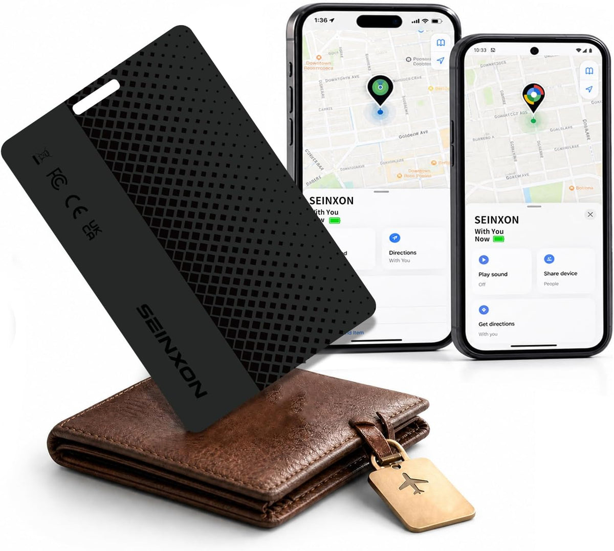 SEINXON Wallet Tracker Card, Works with Apple Find My & Google Find Hub