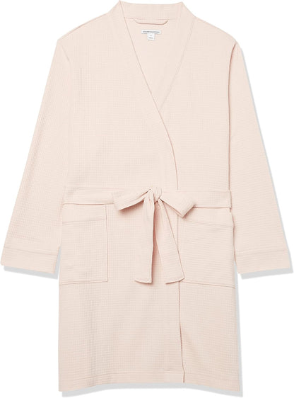 Amazon Essentials Women's Lightweight Cotton Waffle Mid-Length Bathrobe (Available in Plus Size)