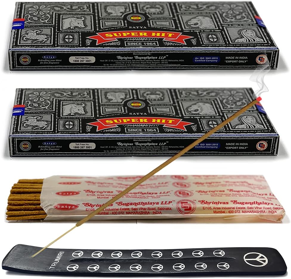 TRUMIRI Incense Stick Holder Bundle with Satya Sai Baba Nagchampa 250g Bulk Incense Sticks Nag Champa Agarbatti - Pack of 1 (Approx 250 Insence-Sticks)