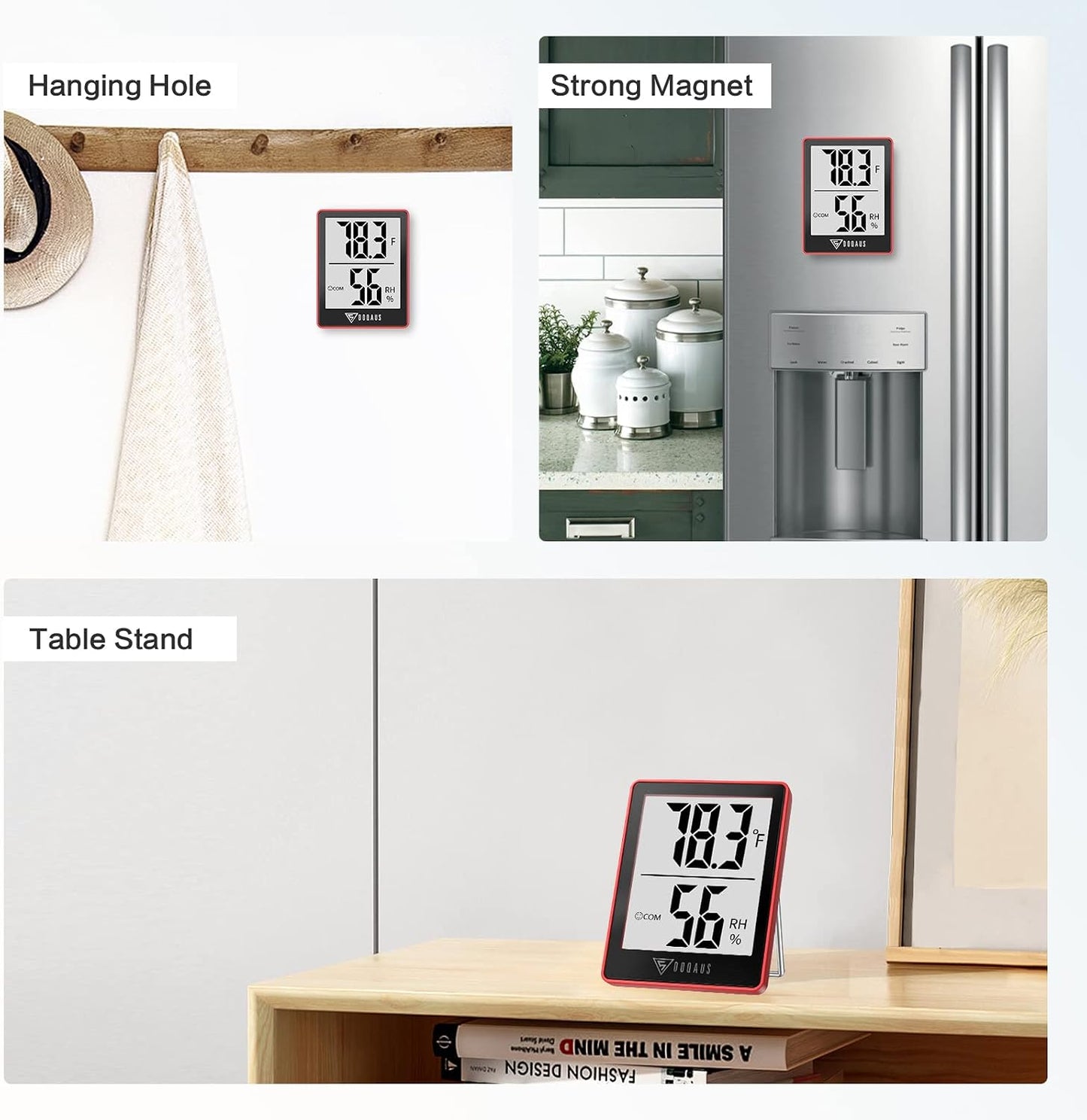 DOQAUS Digital Hygrometer Indoor Thermometer Humidity Meter Room Thermometer with 5s Fast Refresh Accurate Temperature Humidity Monitor for Home, Bedroom, Baby Room, Office, Greenhouse, Cellar (Black)